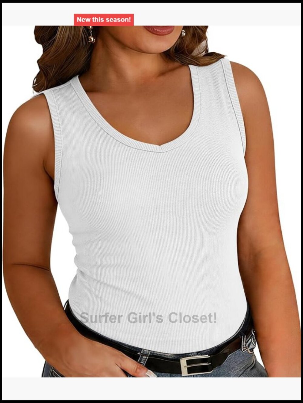 Women's Plus Size Sleeveless V-Neck Ribbed Knit Slim Fit Tank Top